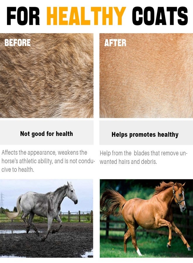 روستارك فرشاة كاري قابلة للعكس من الفولاذ المقاوم للصدأ من Rustark، قطعتان، 4 حلقات و6 حلقات، بمقبض ناعم الملمس، مناسبة للأبقار والأغنام والكلاب والماعز والخيول. - Image 4